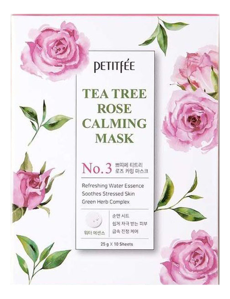 Petitfee Tea Tree Rose Calming Mask 25g - интернет-магазин профессиональной косметики Spadream, изображение 34488