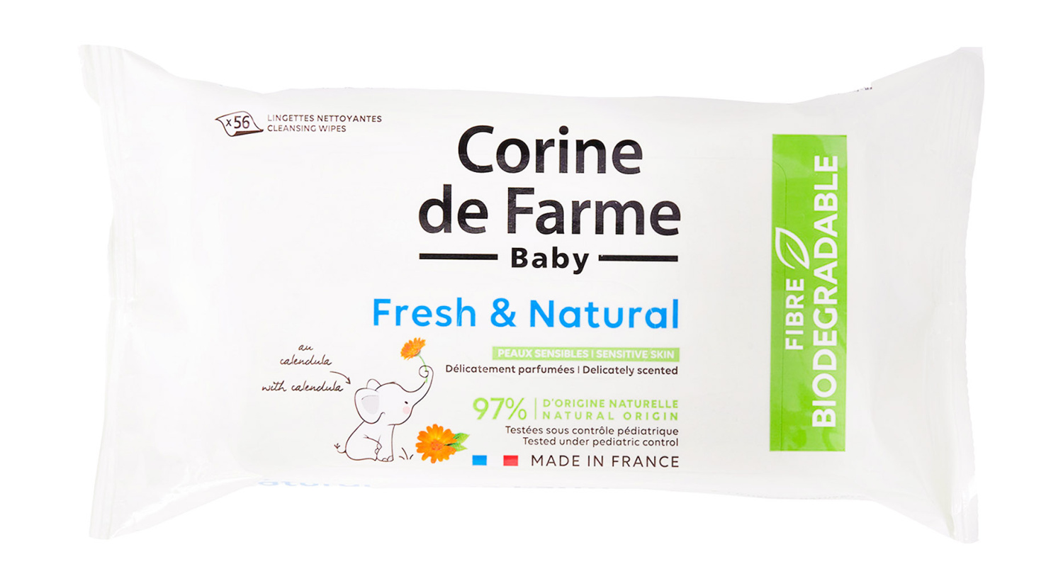 Corine de Farme Cleansing Wipes Fresh & Natural 56p - интернет-магазин профессиональной косметики Spadream, изображение 53466