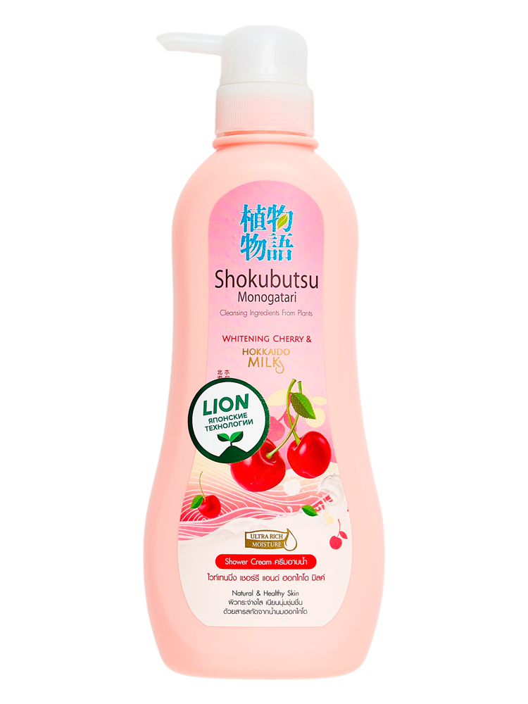 LION Shokubutsu Monogotari Shower Cream Cherry & Milk 500ml - интернет-магазин профессиональной косметики Spadream, изображение 43297