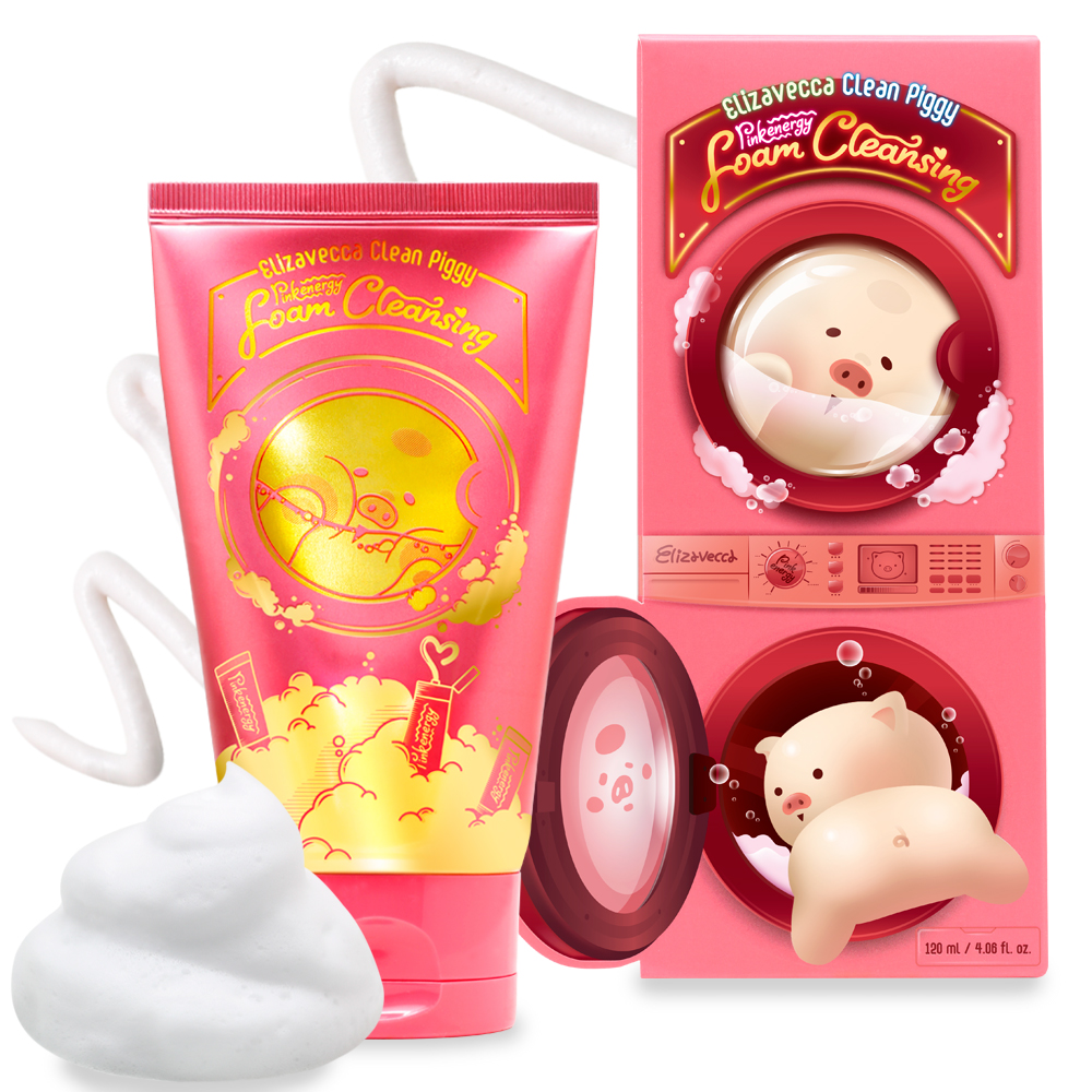 Elizavecca Clean Piggy Pinkenergy Foam Cleansing 120ml - интернет-магазин профессиональной косметики Spadream, изображение 39131