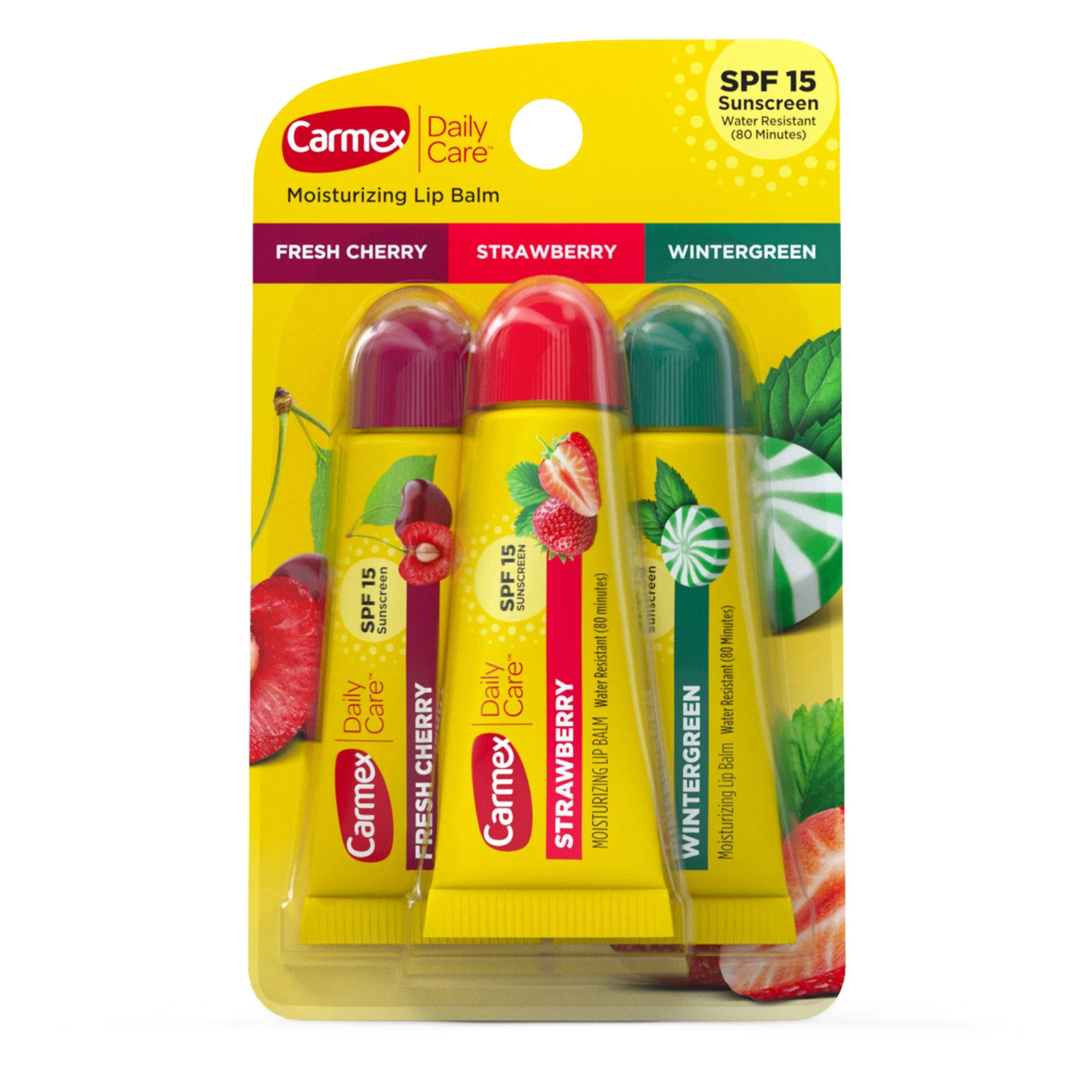 Carmex Cherry, Strawberry, Wintergreen SPF15 Lip Balm Set 3x10g - интернет-магазин профессиональной косметики Spadream, изображение 57247