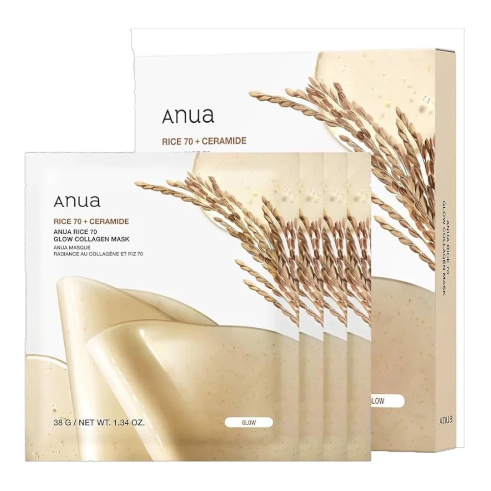Anua Rice 70 Glow Collagen Mask 4p